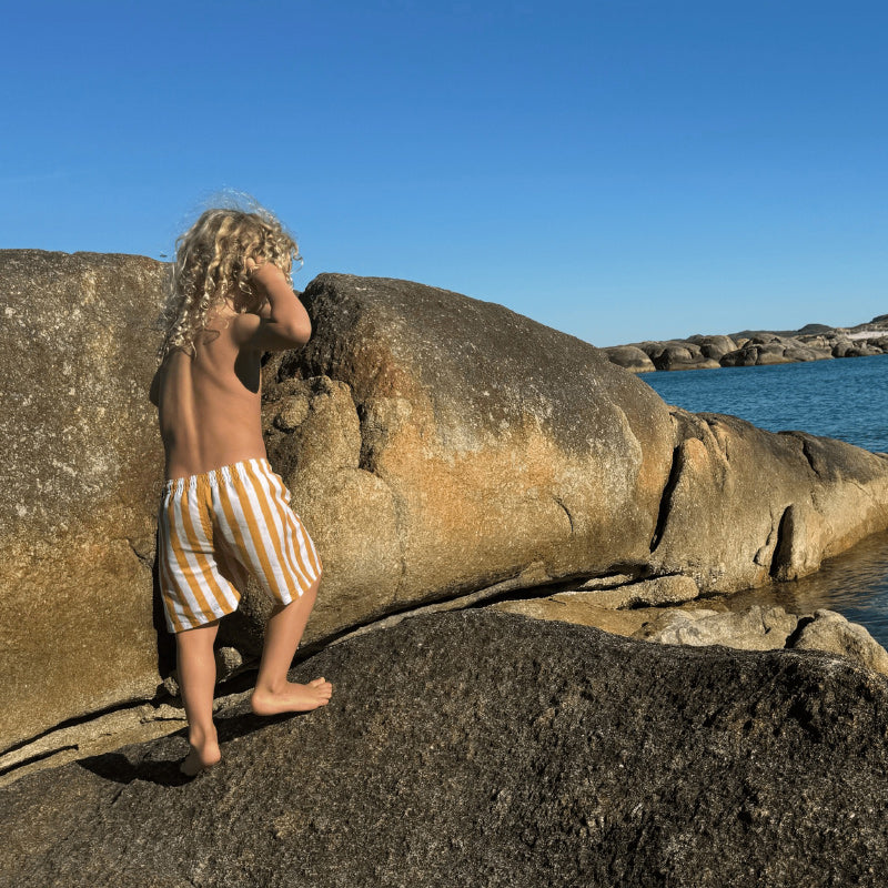 Swim Essentials Swim Shorts - Yellow Stripes