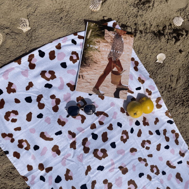 Swim Essentials Beach Towel - Khaki Leopard