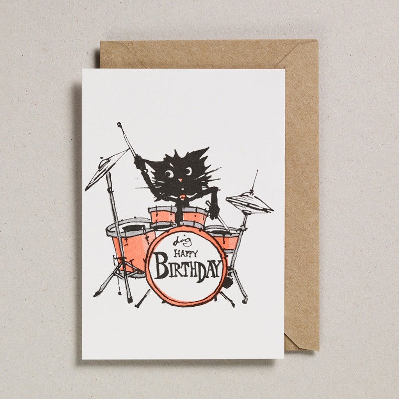 Rascals Card - Drumming Cat