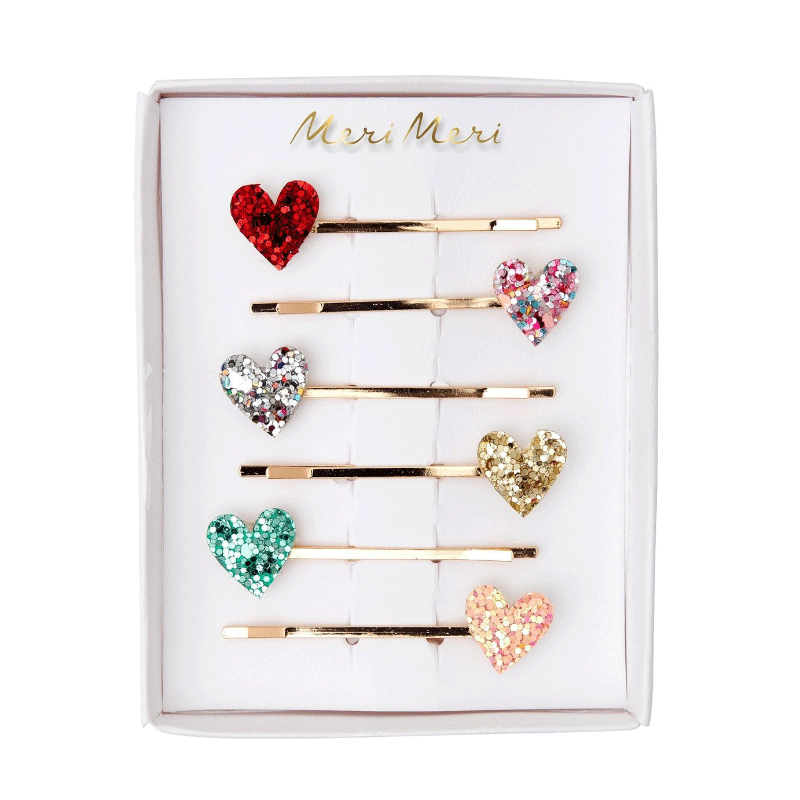 Glitter Heart Hair Slides