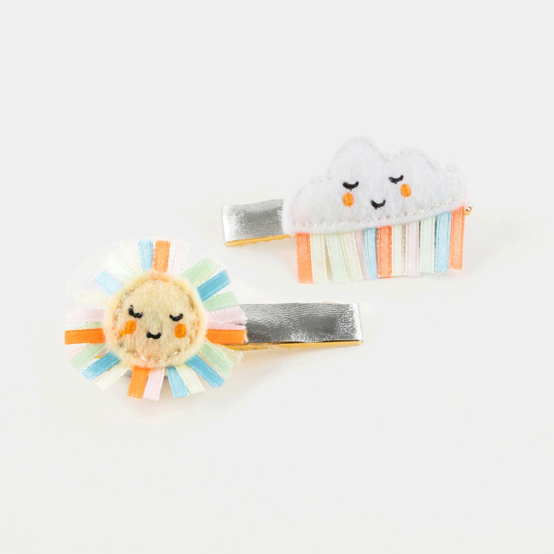 Hair Clips - Rainbow Sun & Cloud