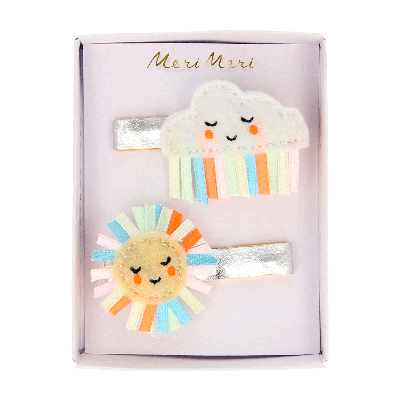 Hair Clips - Rainbow Sun & Cloud
