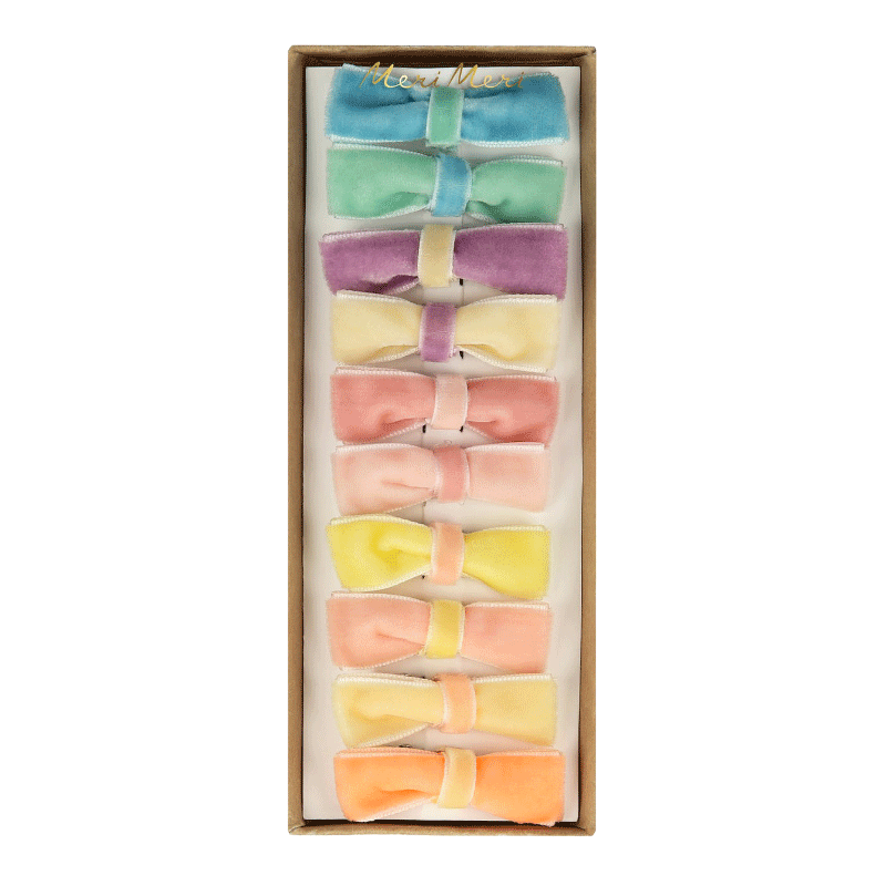 Mini Bow Clips - Pastel Velvet