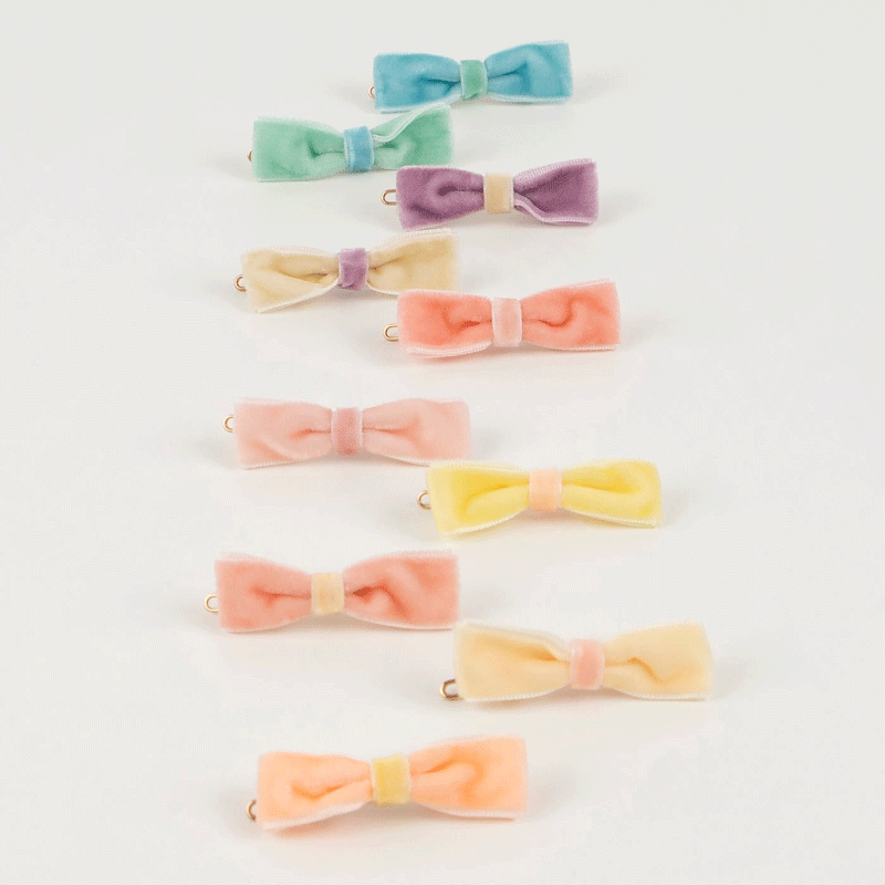 Mini Bow Clips - Pastel Velvet