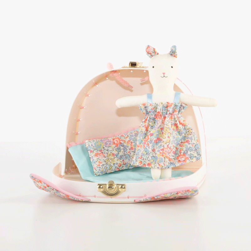 Mini Suitcase Doll - Floral Kitty