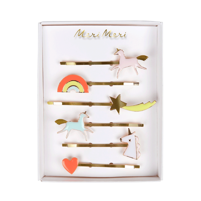 Enamel Hair Slides - Unicorn