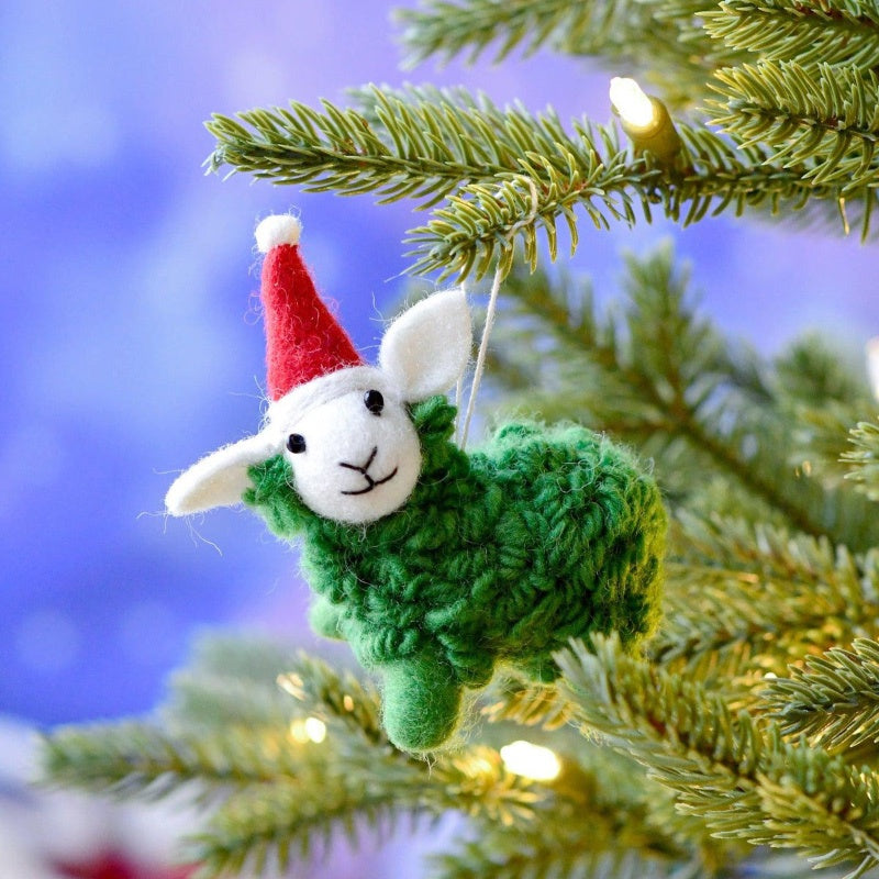 Felt Christmas Ornament - Green Sheep