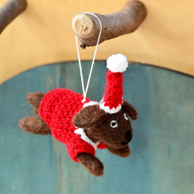 Felt Christmas Ornament - Dachshund Sausage Dog