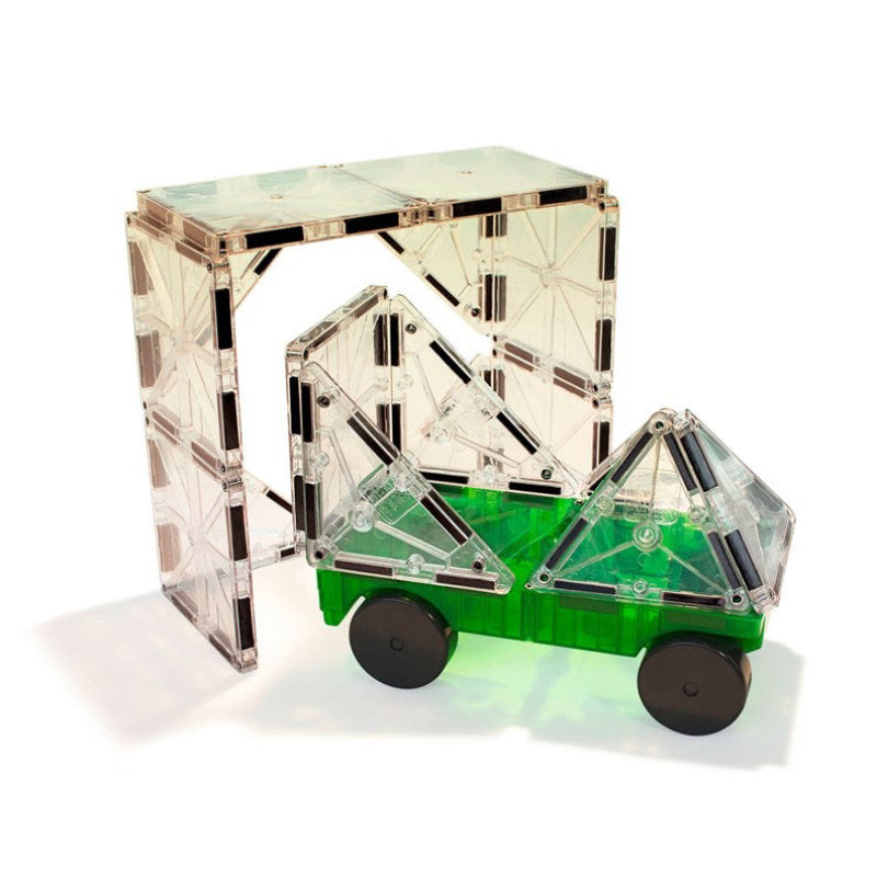 Magna Tiles 2PC Expansion Set - Cars Green/Yellow