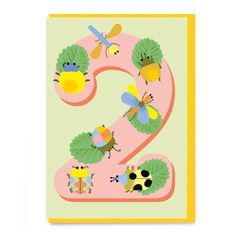 Age 2 Birthday Card - Bugs