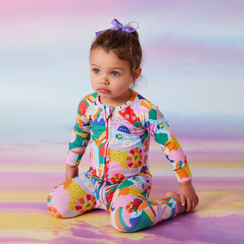 Halcyon Nights LS Romper - Rainbow Valley