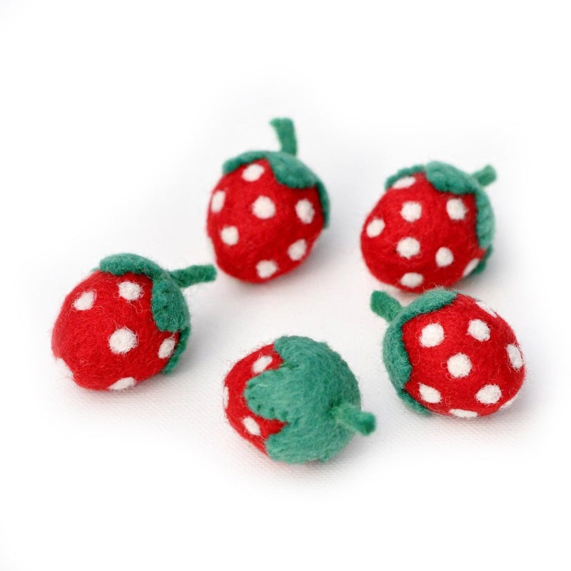 Felt Strawberries - 5 Red Strawberries