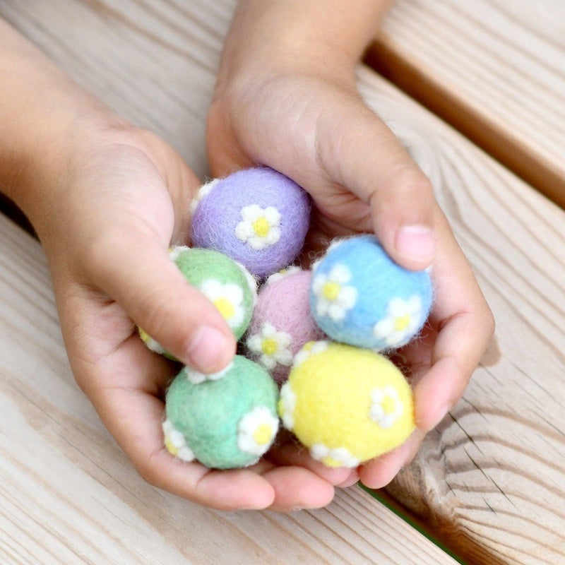 Felt Pastel Eggs With Flowers Assorted