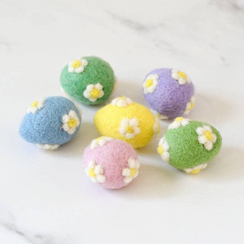 Felt Pastel Eggs With Flowers Assorted