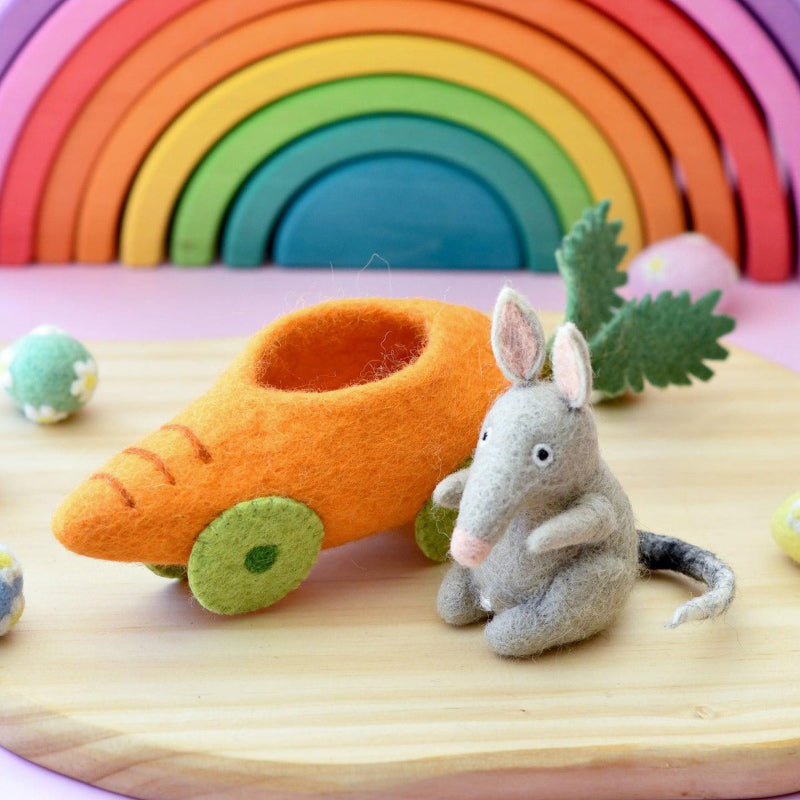 Felt Bilby With Carrot Car Toy