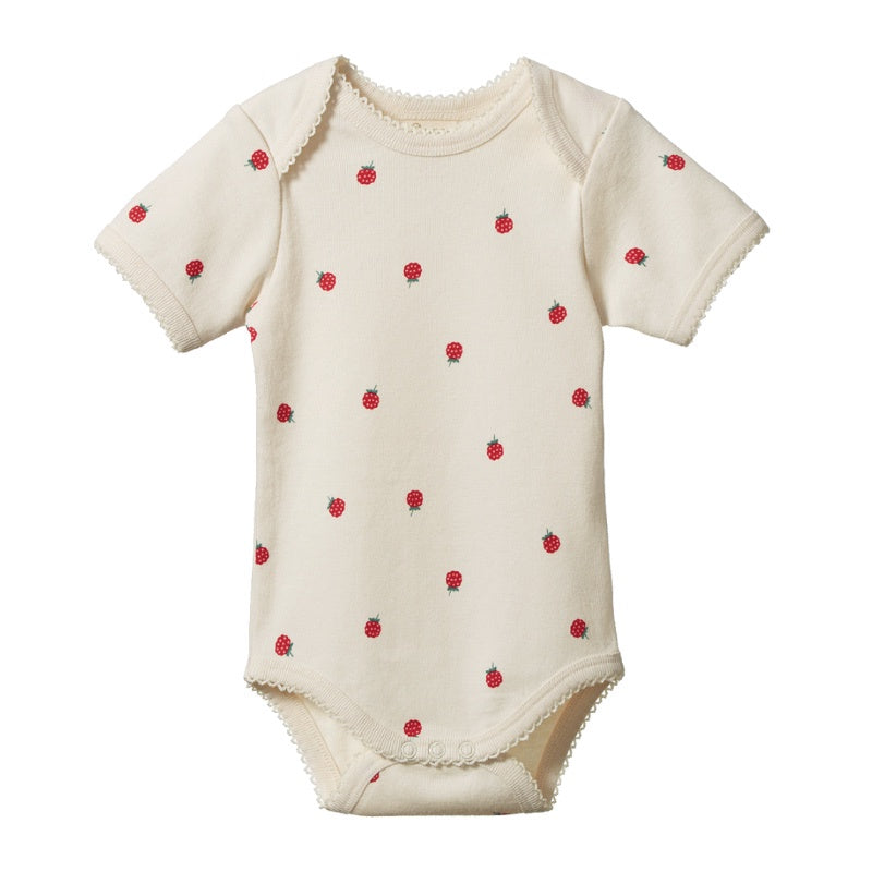 Nature Baby SS Bodysuit - Raspberry Print