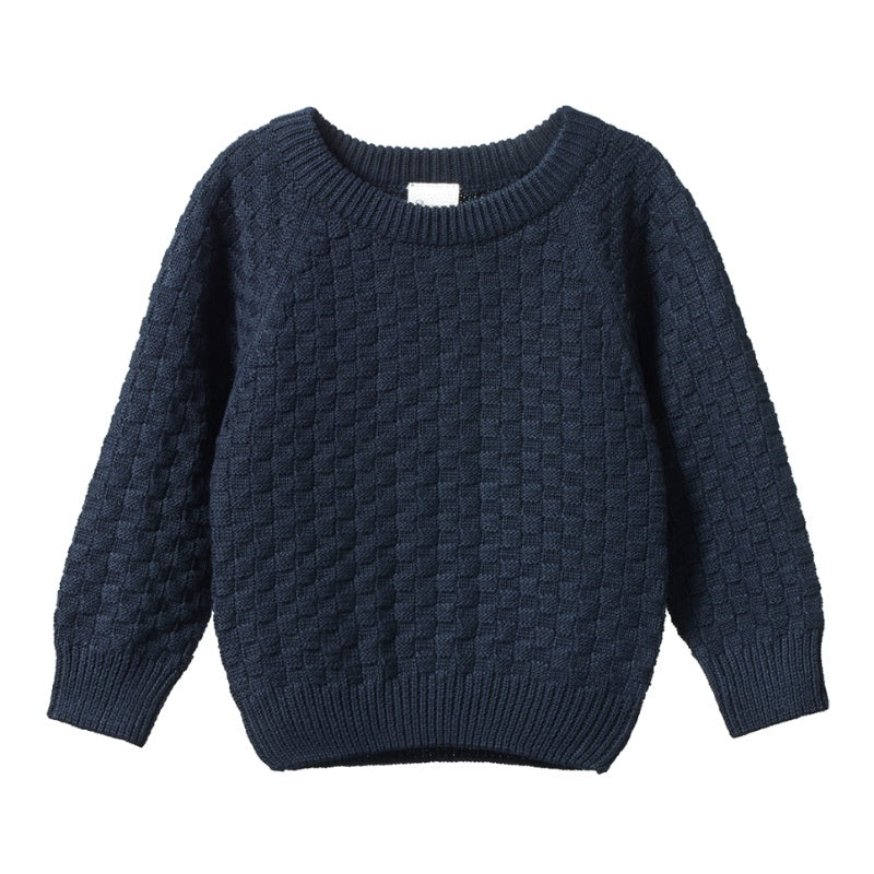 Nature Baby Billy Jumper - Navy Basket Knit