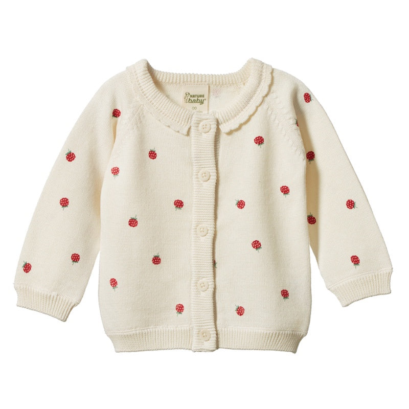 Nature Baby Piper Cardigan - Raspberry Print