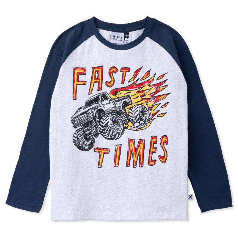 Minti Long Sleeve Tee - Fast Times White/Dark Blue