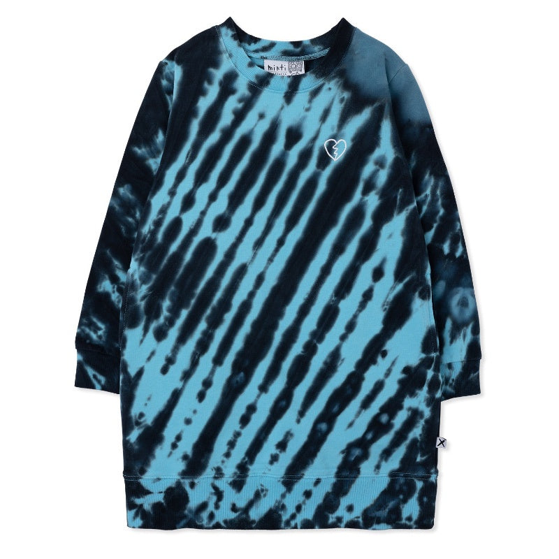 Minti Sketched Heart Tie Dye Dress - Aqua