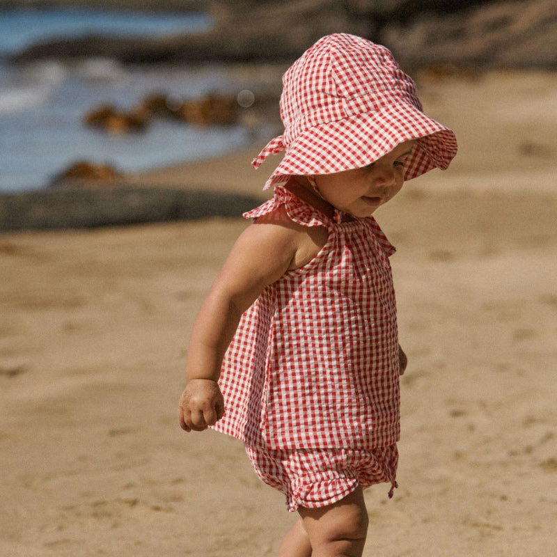 Nature Baby Gingham Sunhat - Red Check