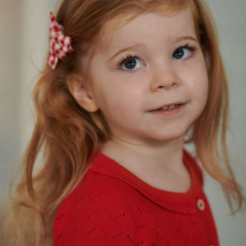 Nature Baby Piper Cardigan - Raspberry Red Pointelle