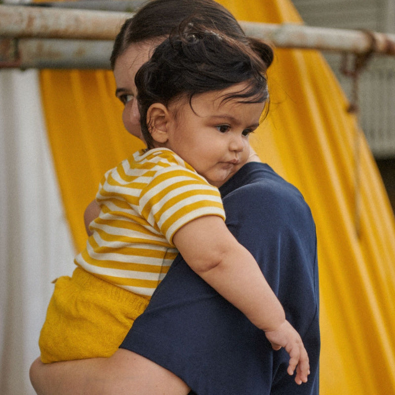 Nature Baby Short Sleeve Bodysuit - Golden Sea Stripe
