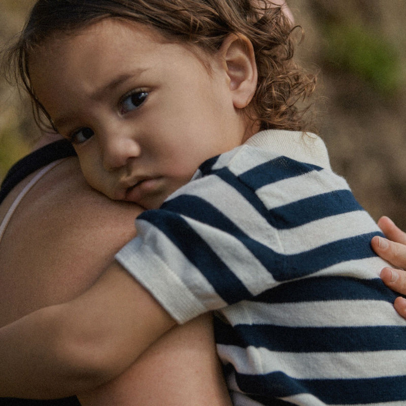 Nature Baby Stevie Polo - Navy Bold Stripe