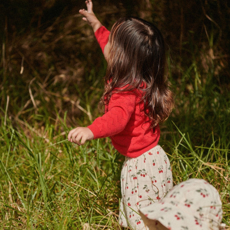 Nature Baby Piper Cardigan - Raspberry Red Pointelle