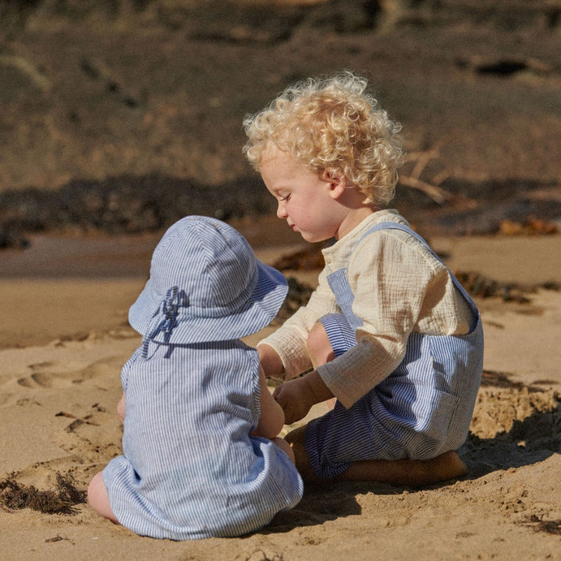 Nature Baby Sunhat Linen - Blue Stripe