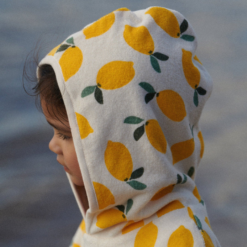Nature Baby Organic Cotton Poncho Towel - Lemon Print