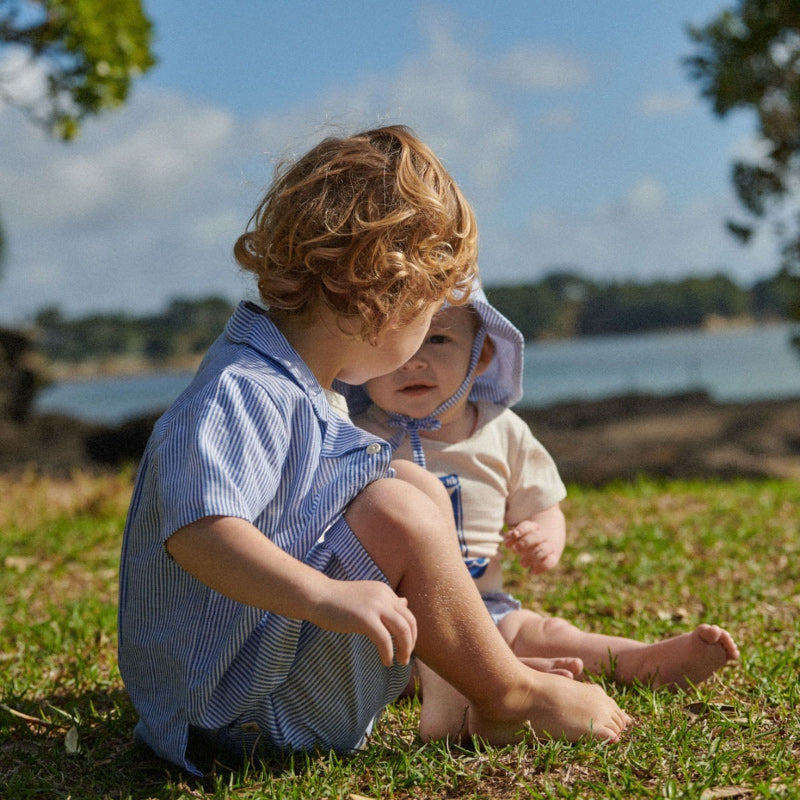 Nature Baby Guthrie Shirt Linen - Blue Stripe