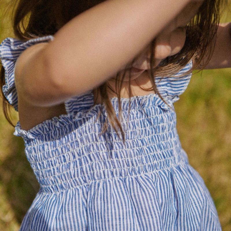 Nature Baby Gala Dress Linen - Blue Stripe