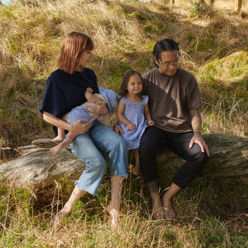 Nature Baby Gala Dress Linen - Blue Stripe