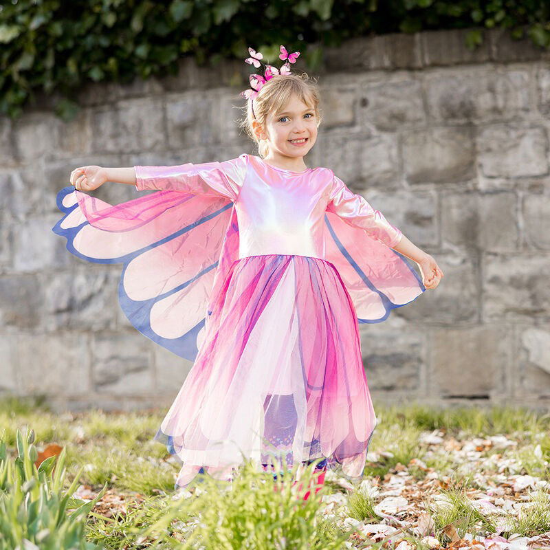 Butterfly Twirl Dress with Wings - Pink