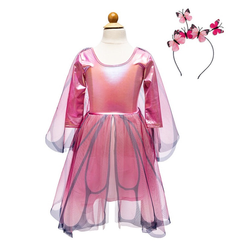 Butterfly Twirl Dress with Wings - Pink