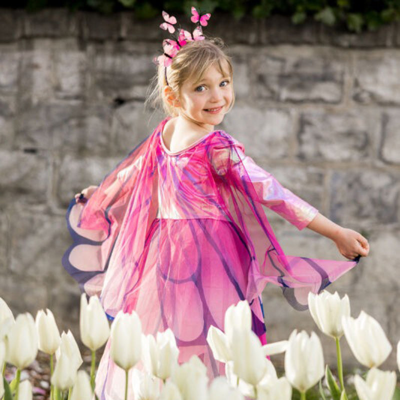 Butterfly Twirl Dress with Wings - Pink