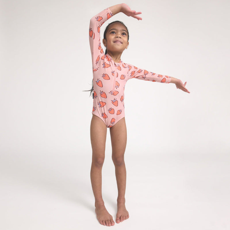 Crywolf Long Sleeve Swimsuit - Strawberry Splash
