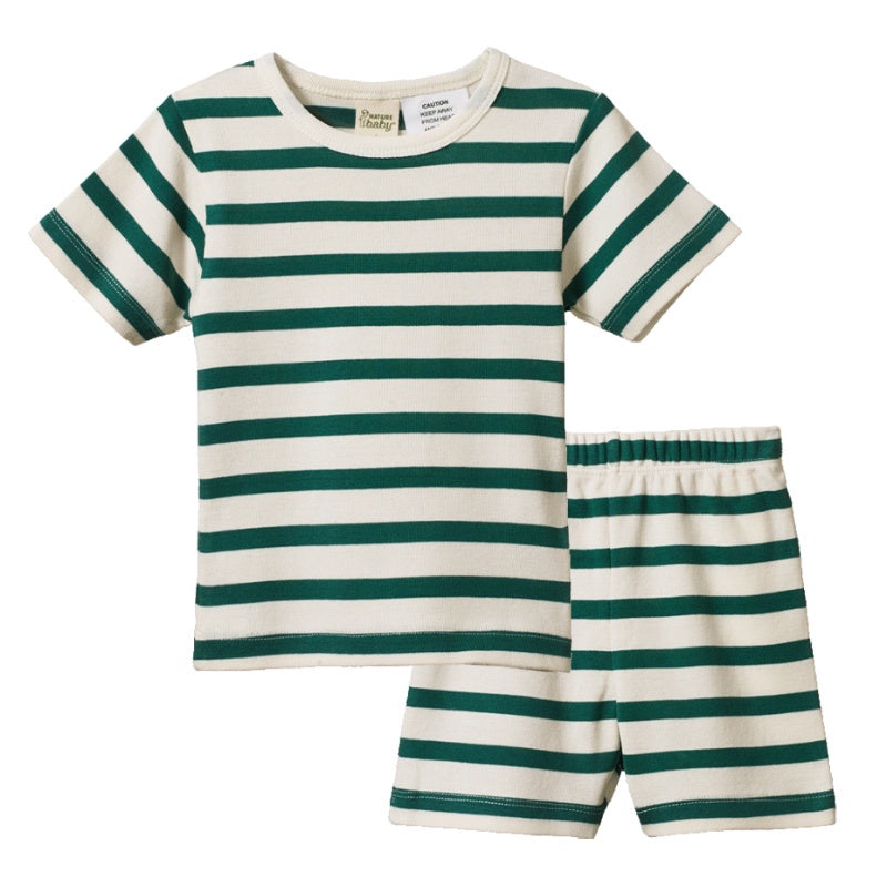 Nature Baby Shortie PJ Set - Peppermint Stripe