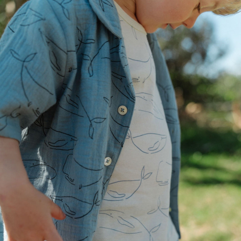 Nature Baby Seren Set Muslin - Blue Whale