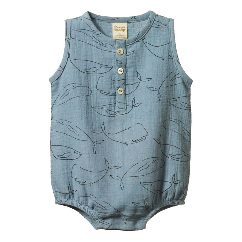 Nature Baby Ceder Suit Muslin - Blue Whale