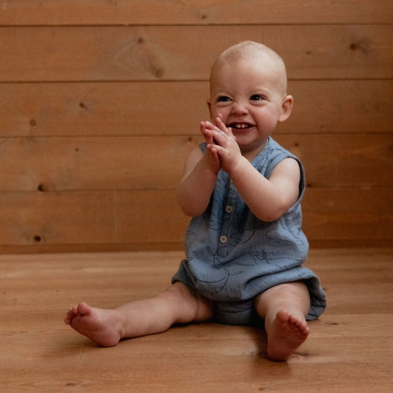 Nature Baby Ceder Suit Muslin - Blue Whale