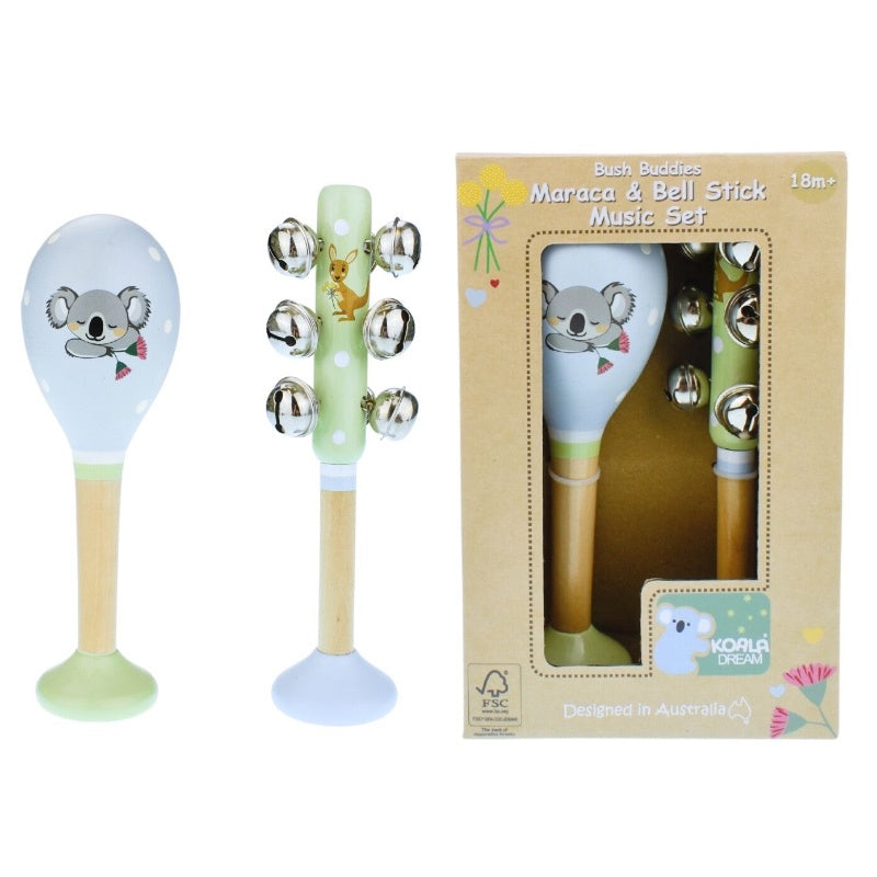 Wooden Maraca/Bellstick Set - Australian Bush Buddies
