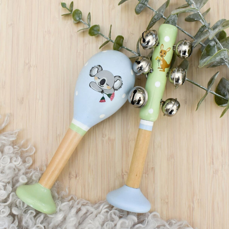 Wooden Maraca/Bellstick Set - Australian Bush Buddies