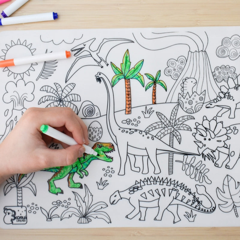 Reusable Silicone Drawing Mat - Dinosaurs