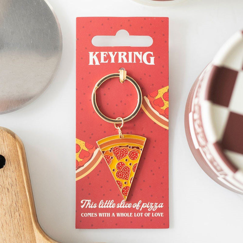 Metal Enamel Keyring - Pizza Slice