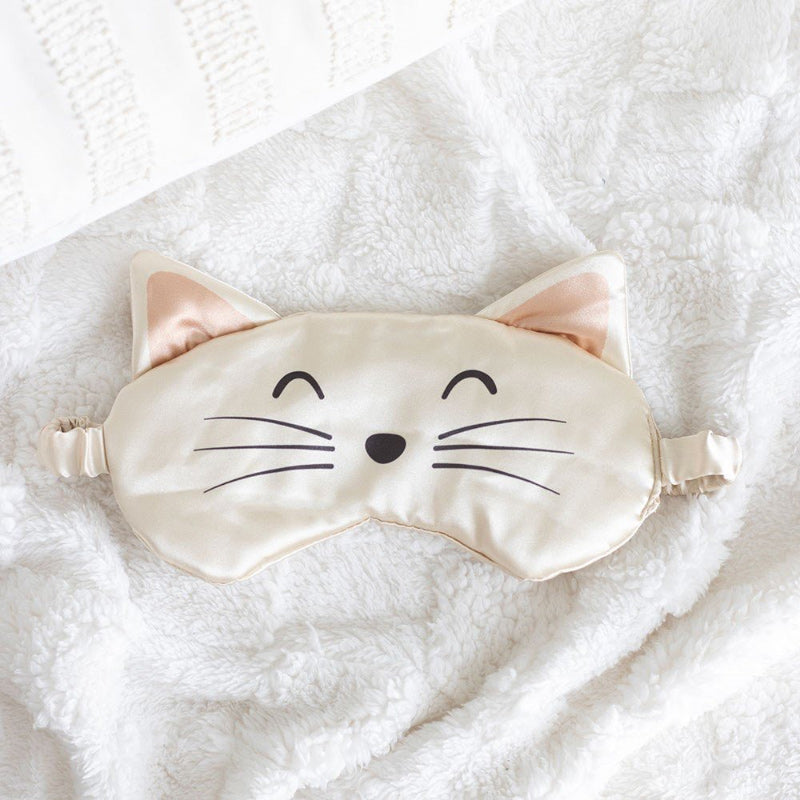 Satin Eye Mask - White Cat Face