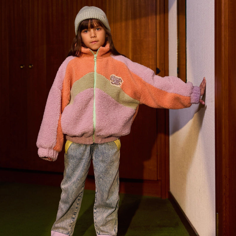 Goldie + Ace Frankie Sherpa Jacket - Lilac/Peach/Mint