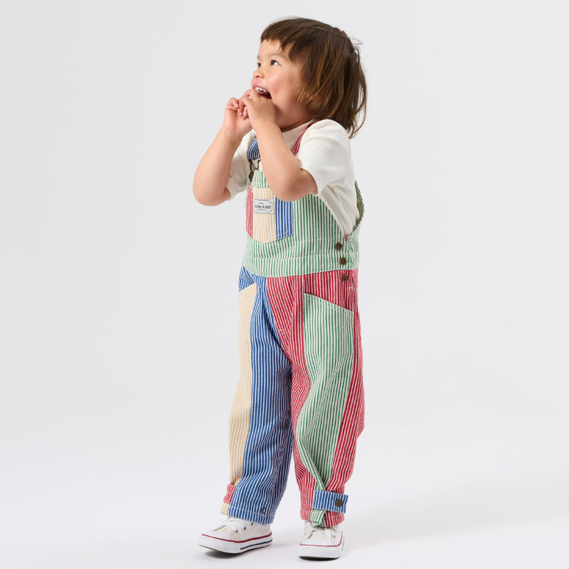 Goldie + Ace Blake Overalls - Patchwork Stripe