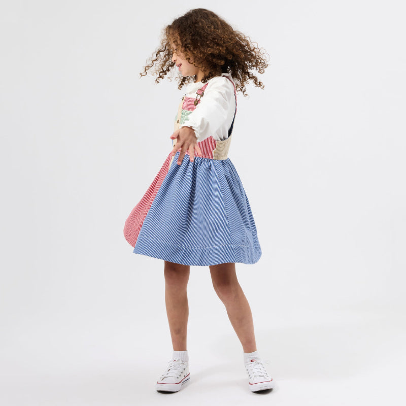 Goldie + Ace Heidi Pinafore - Patchwork Stripe